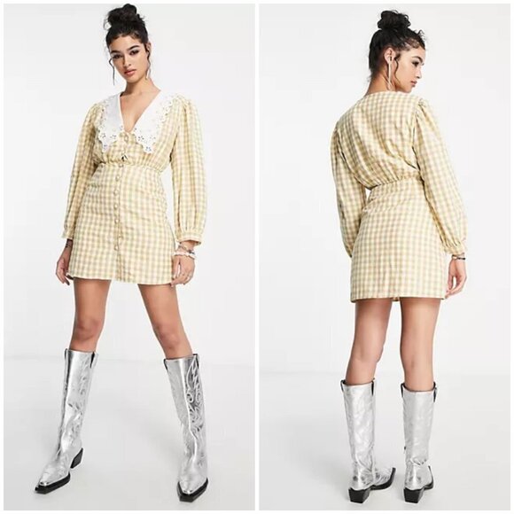 💕SISTER JANE💕 Honey Gingham Mini Dress ~ Primrose/ Yellow Small S NWT - Picture 9 of 16